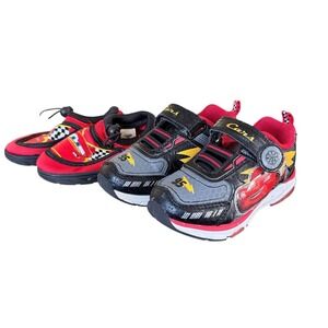 Cars Disney Pixar Boys Light-Up & Water Shoes Toddlers Black/Red Size 7 Lot Of 2